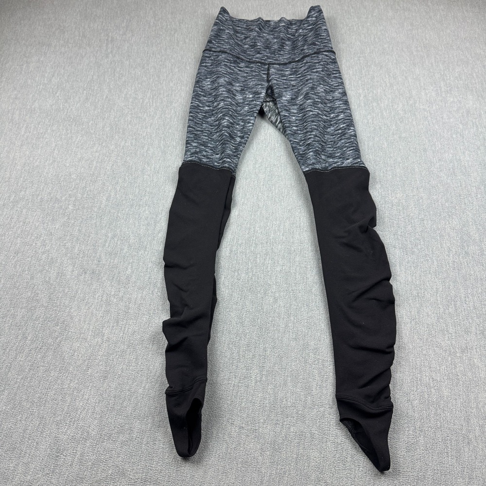 Lululemon Leggings Women 4 Gray Black Wunder Under Stirrup‎ Pants Yoga Gym 29"
